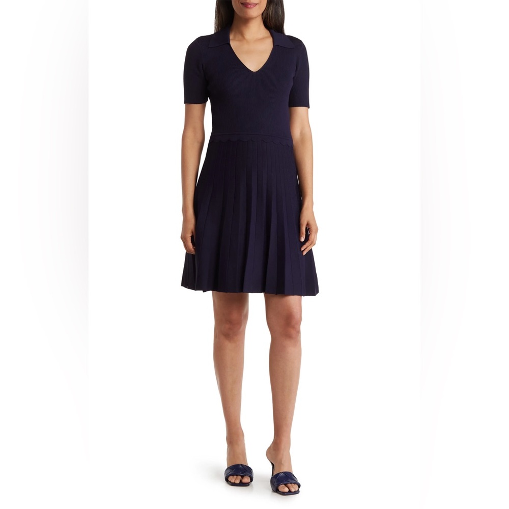 Eliza J Johnny Collar Fit and Flare Dress